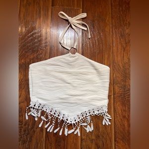 WHITE HALTER BOHO TOP